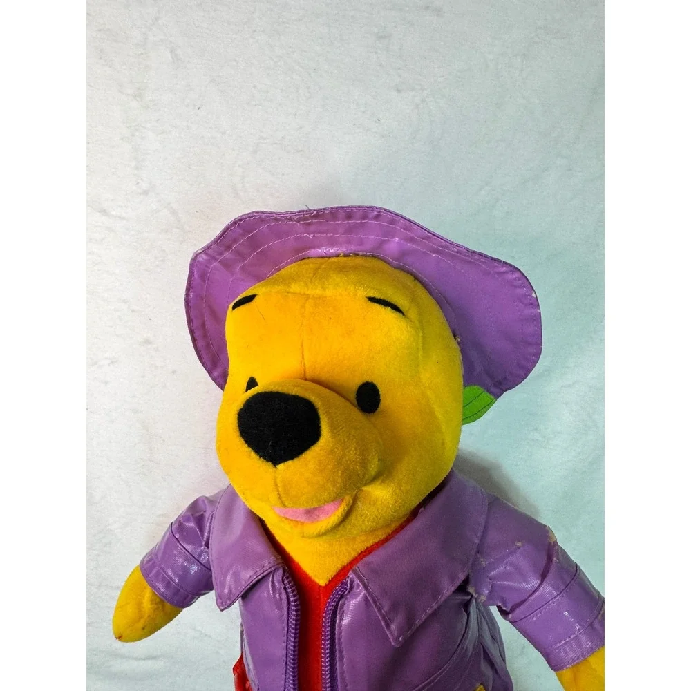 Disney Winnie the Pooh Plush Toy Toddler Purple Raincoat‎  Vintage Interactive